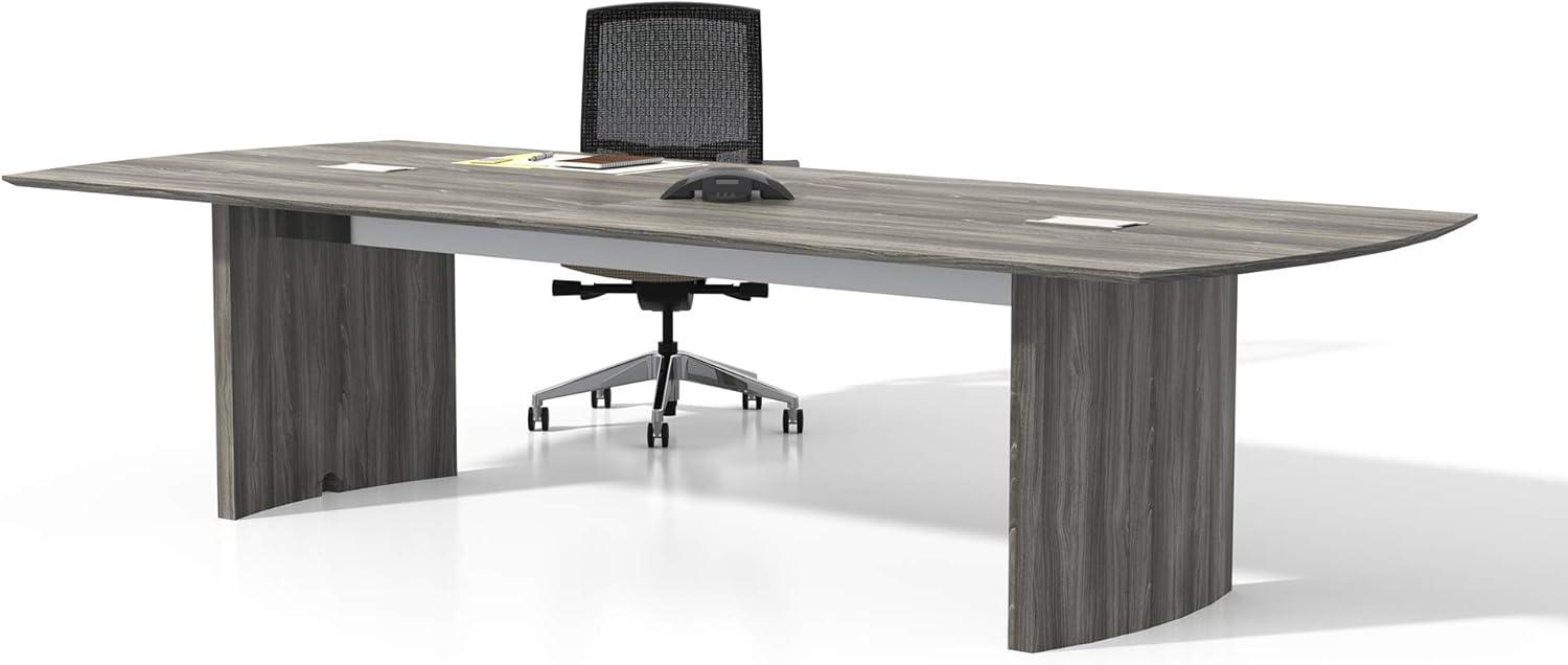 Gray Steel 10-Foot Modern Conference Table with Grommet Holes