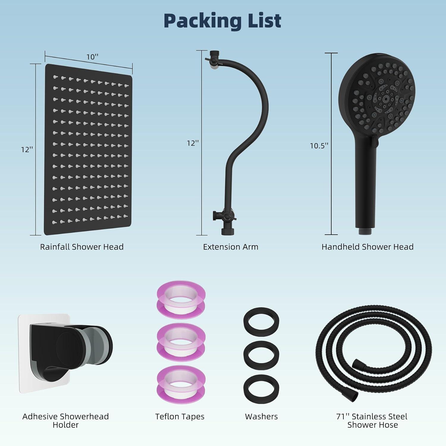 Hibbent Dual Shower Head Combo with Metal 8 Inch High Pressure Rainfall Shower Head  and Handheld Shower SCW01-HS070-SS080-CP