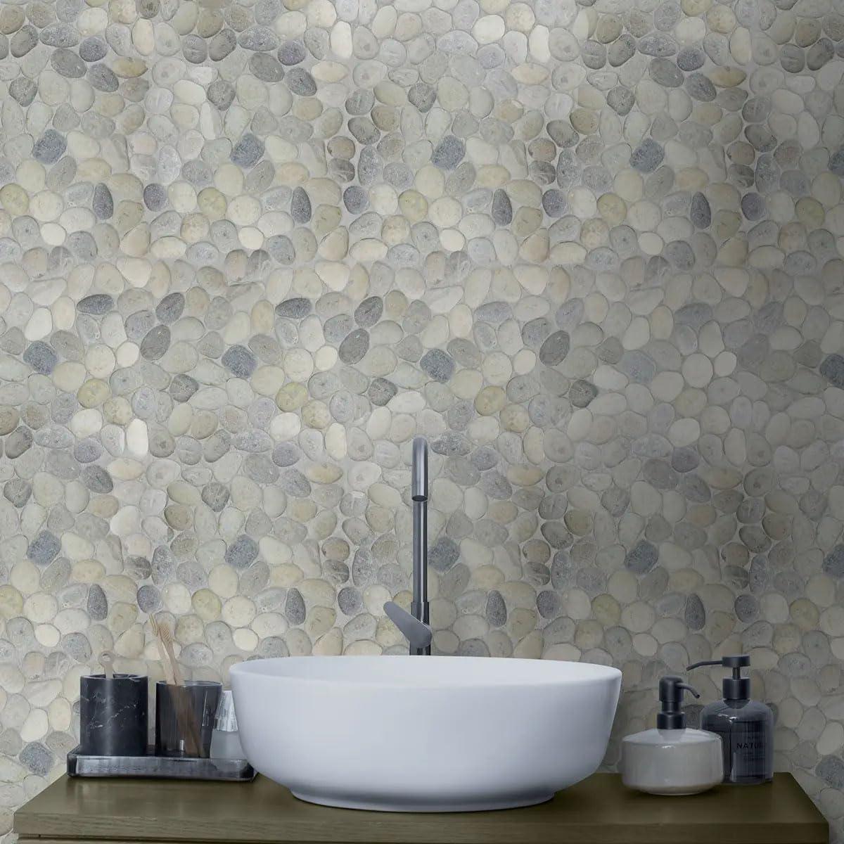 Kansas 12" x 12" Natural Stone Pebbles Mosaic Wall & Floor Tile