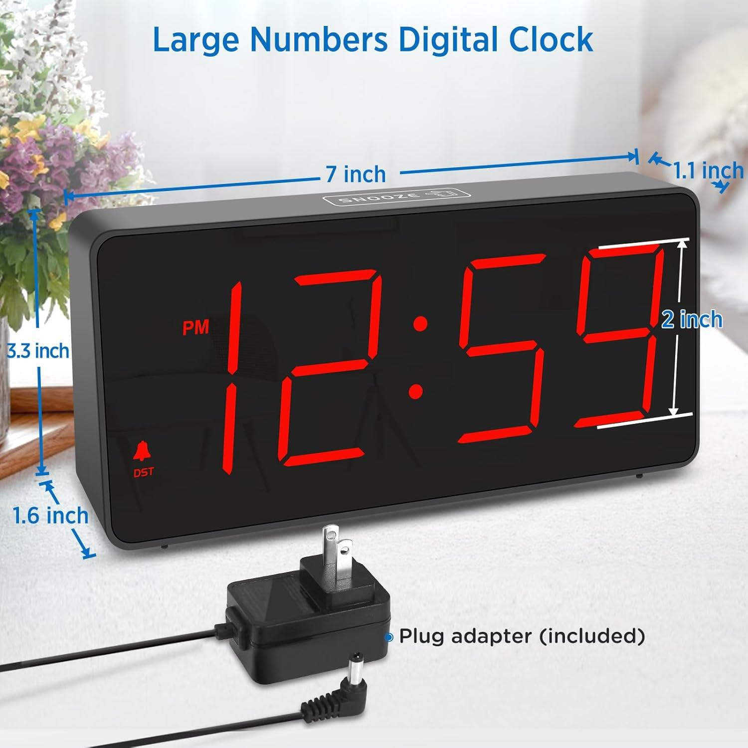 Black Rectangular Digital Alarm Clock with Red Digits