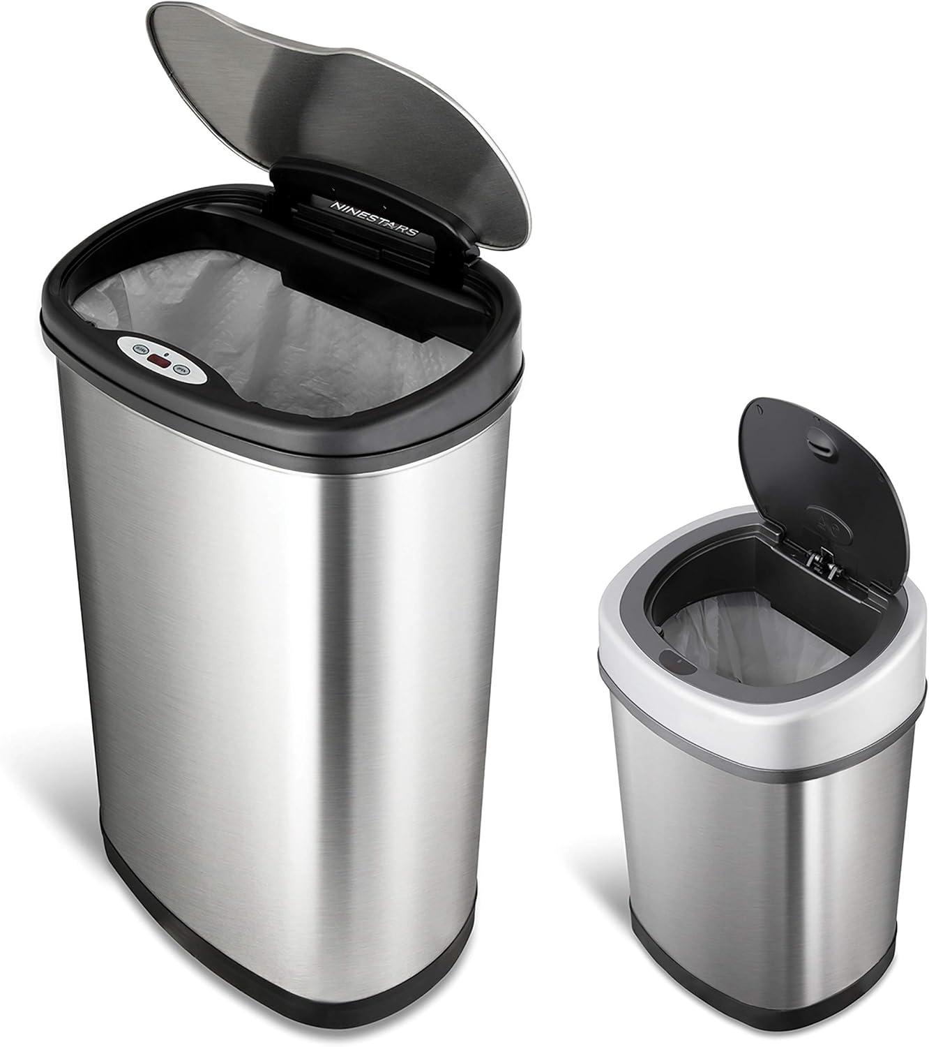 Stainless Steel Touchless Trash Can Set with Infrared Sensor