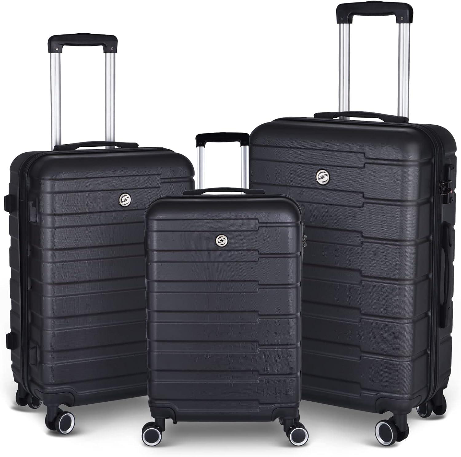 3 Piece Hardshell Luggage Suitcase Sets Hardside Carryon Luggage Set With 360 Degree Spinner Wheels For Travel (20"/24"/28")