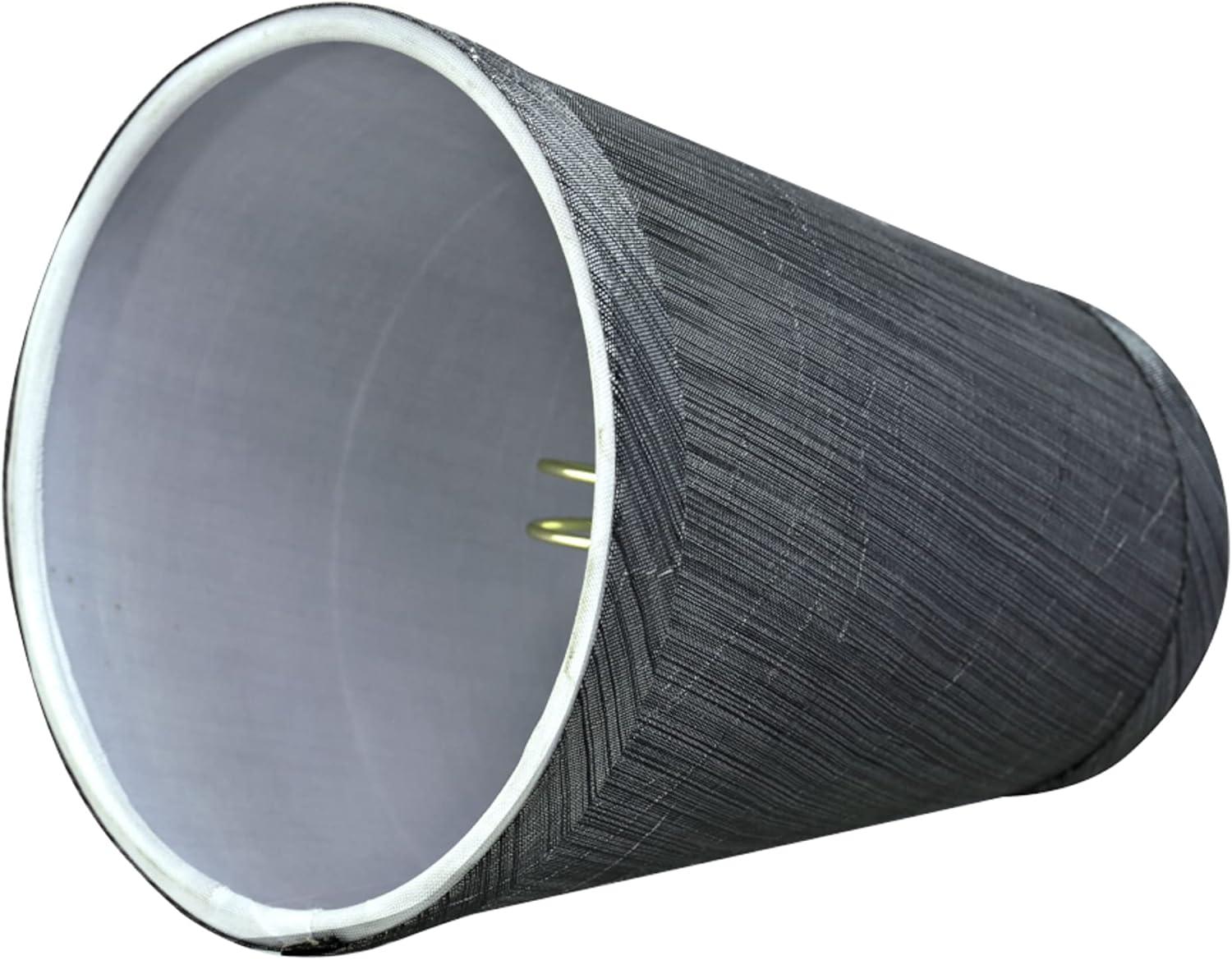 Aspen Creative 32651-2 Small Hardback Empire Shape Chandelier Clip-On Lamp Shade Set (2 Pack), Transitional Design in Grey & Black, 4" bottom width (2 1/2" x 4" x 5")