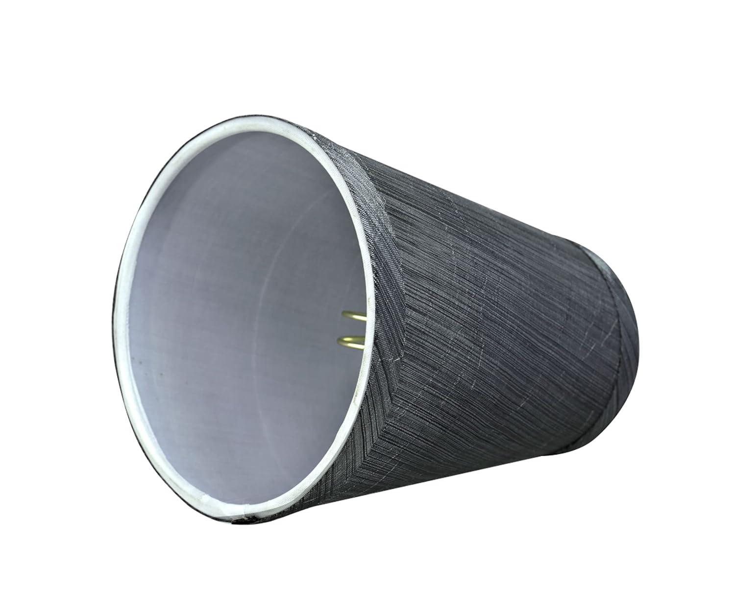 Aspen Creative 32651-2 Small Hardback Empire Shape Chandelier Clip-On Lamp Shade Set (2 Pack), Transitional Design in Grey & Black, 4" bottom width (2 1/2" x 4" x 5")