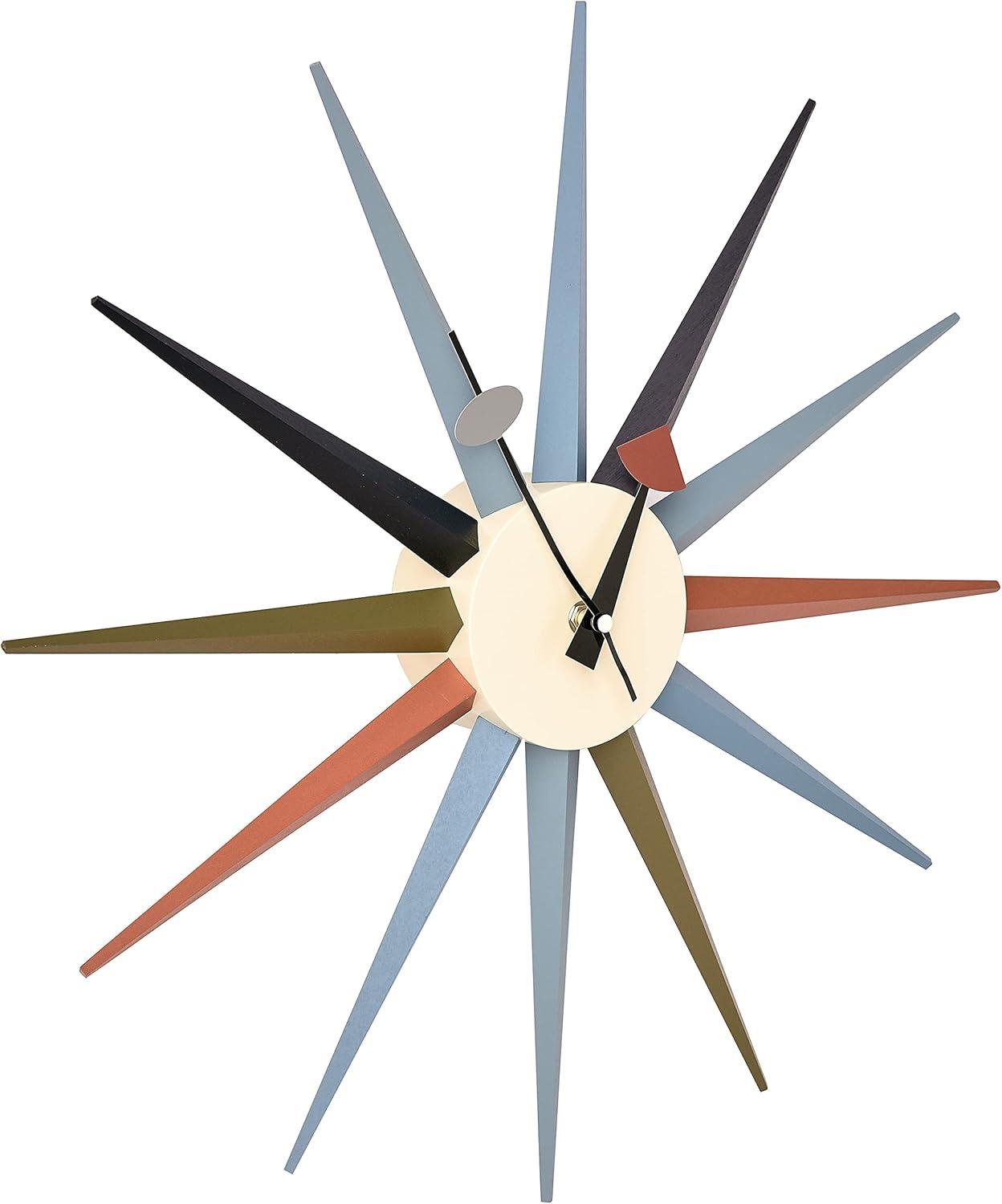 Retro Multi-Color Metal Sunburst Wall Clock