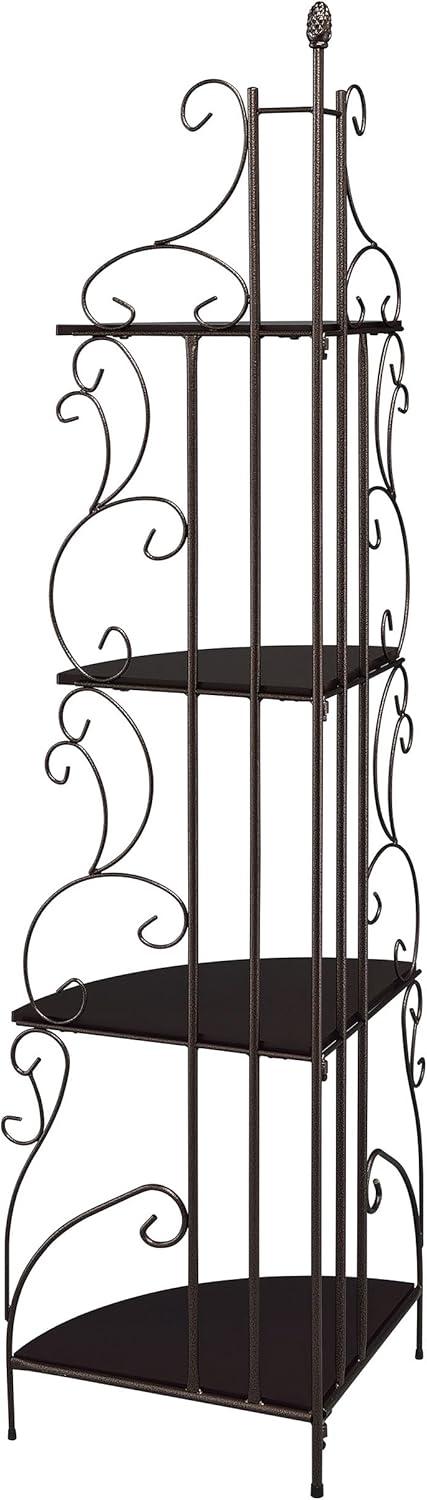 Coaster 4 Shelves Traditional Metal Corner Bookcase in Copper