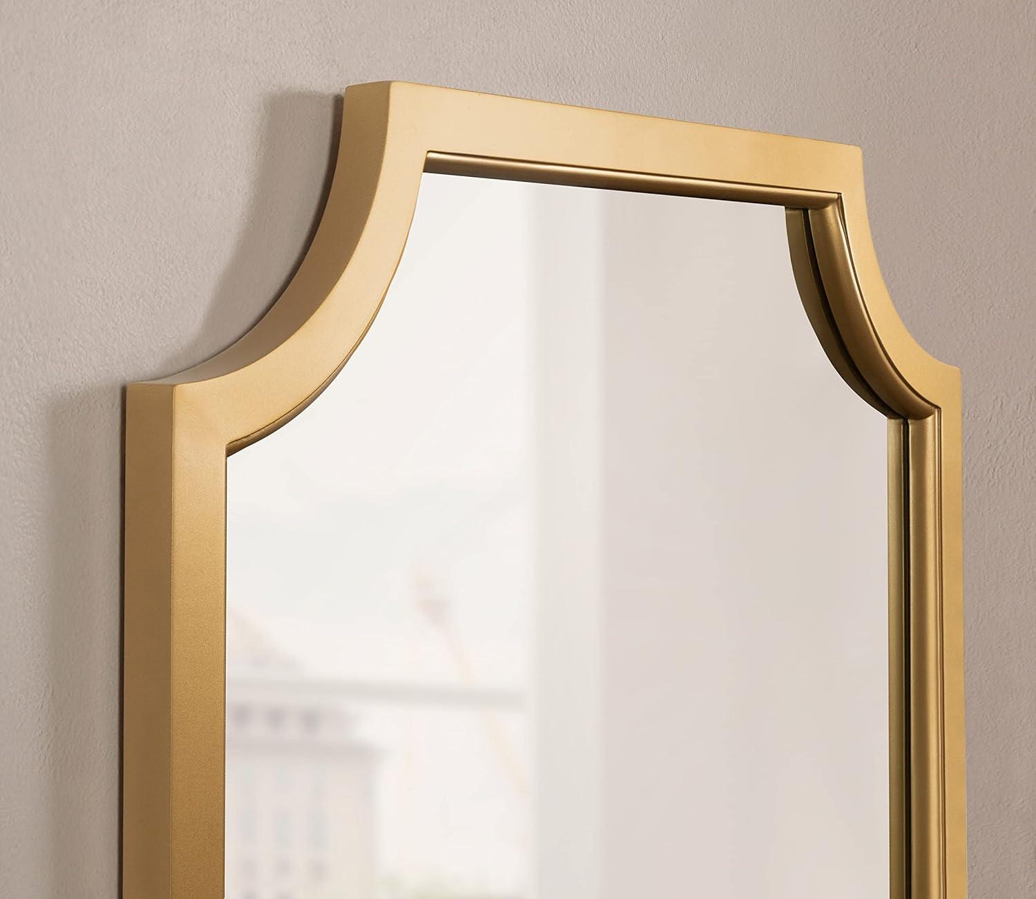 Kate & Laurel All Things Decor 24"x24" Hogan Framed Scallop Wall Mirror Gold: Modern Square No Assembly Required