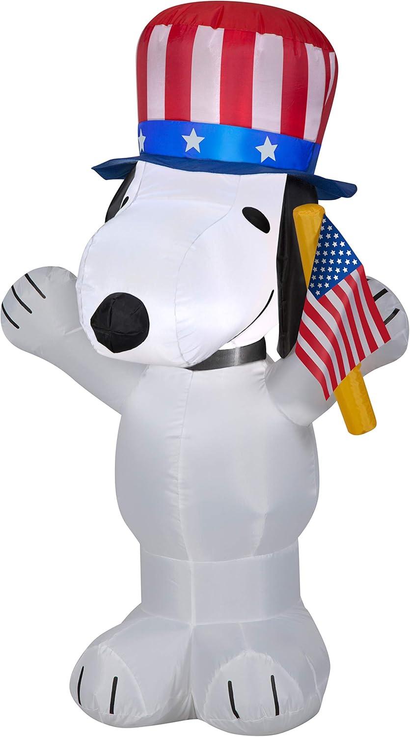 Peanuts Patriotic Snoopy with Hat and Flag Inflatable