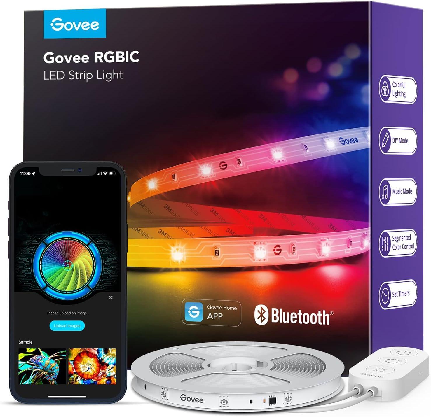 Govee 16.4ft RGBIC Smart LED Strip Lights with Bluetooth and Music Sync