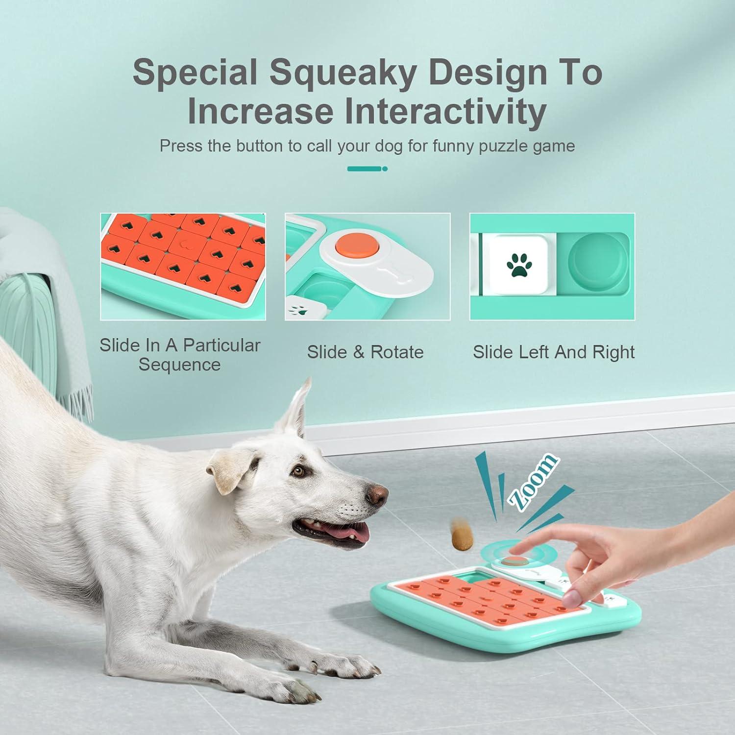 Dog Puzzle Toys,Interactive Dog Treat Puzzle for Iq Training, Dog Puzzle Toy for Dogs with Squeaky Dog Button Design