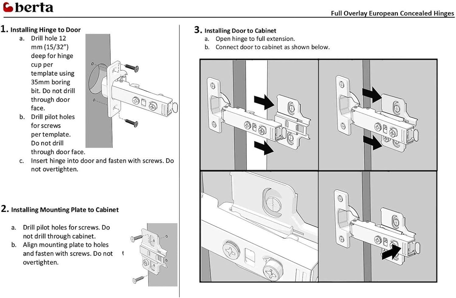 110 Degree Full Soft Close Frameless Overlay Hinge (Set of 2)