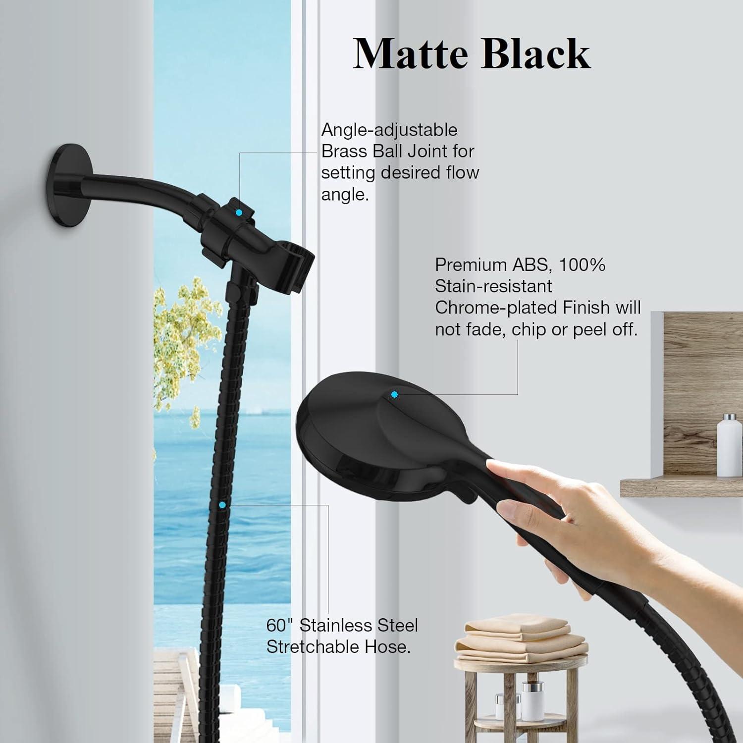 Shower Head, 7 Spray Modes Detachable Showerhead High Pressure Shower Heads With Long Hose And Adjustable Angle Bracket