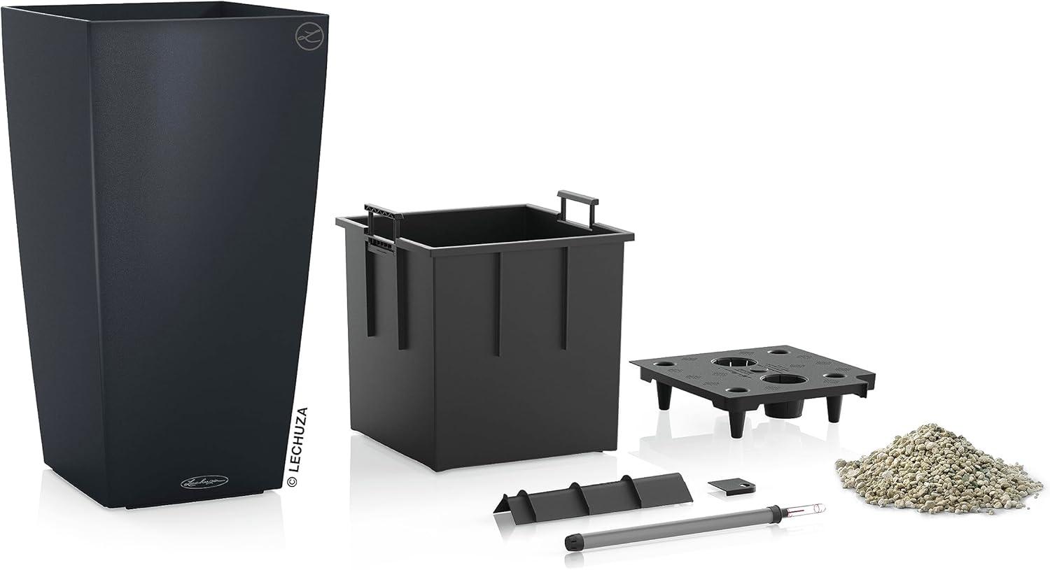 Lechuza USA 22” Gray Cubico Outdoor Planter with Water Reservoir