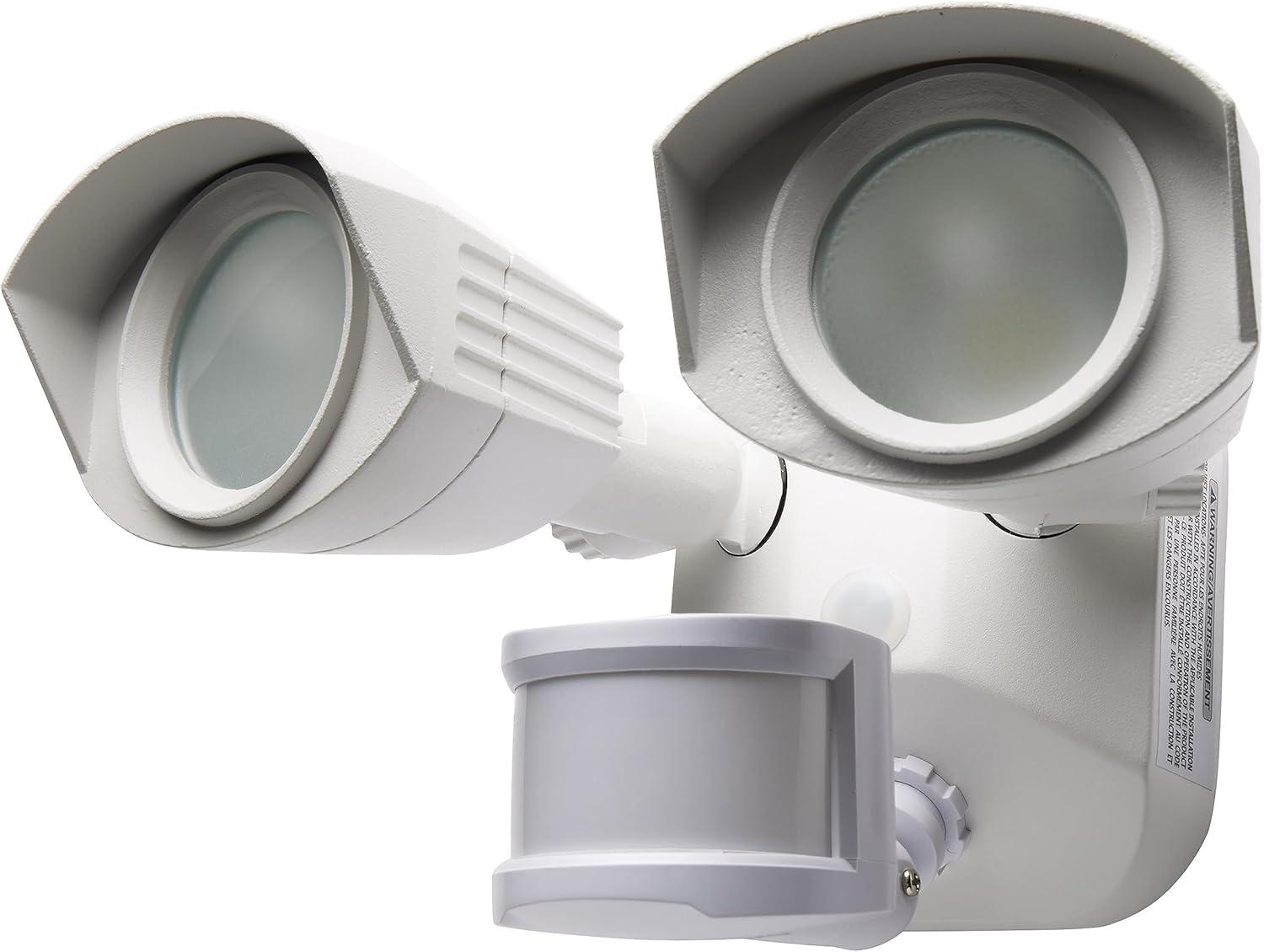 White Dual-Head LED Security Light with Motion Sensor