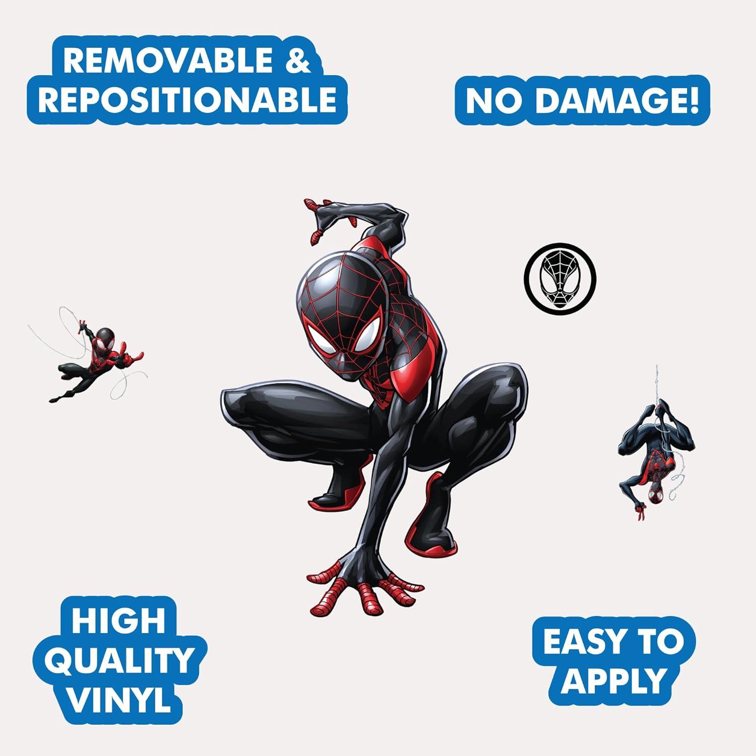 Wall Palz Marvel Miles Morales Wall Decal - 20" Augmented Reality Spider-Man Bedroom Decor Peel and Stick Vinyl Wall Stickers