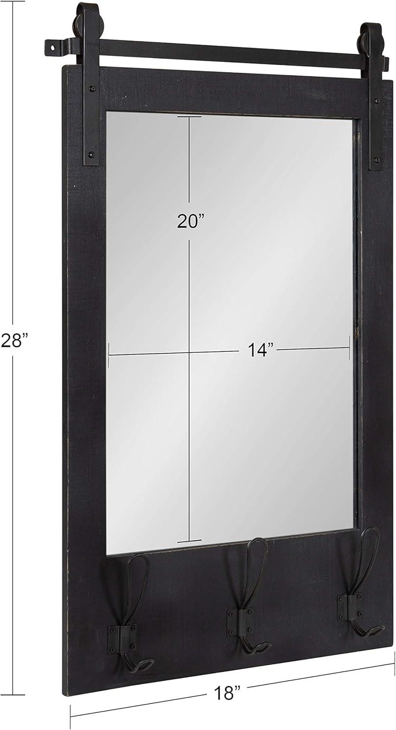 18" x 28" Cates Functional Wall Mirror Black - Kate & Laurel All Things Decor: Rustic Farmhouse, Wooden Frame, No Assembly Required