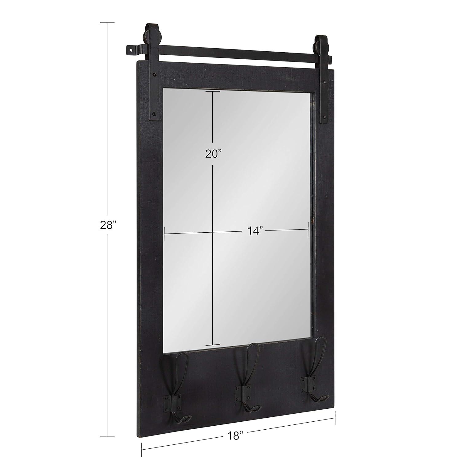 18" x 28" Cates Functional Wall Mirror Black - Kate & Laurel All Things Decor: Rustic Farmhouse, Wooden Frame, No Assembly Required