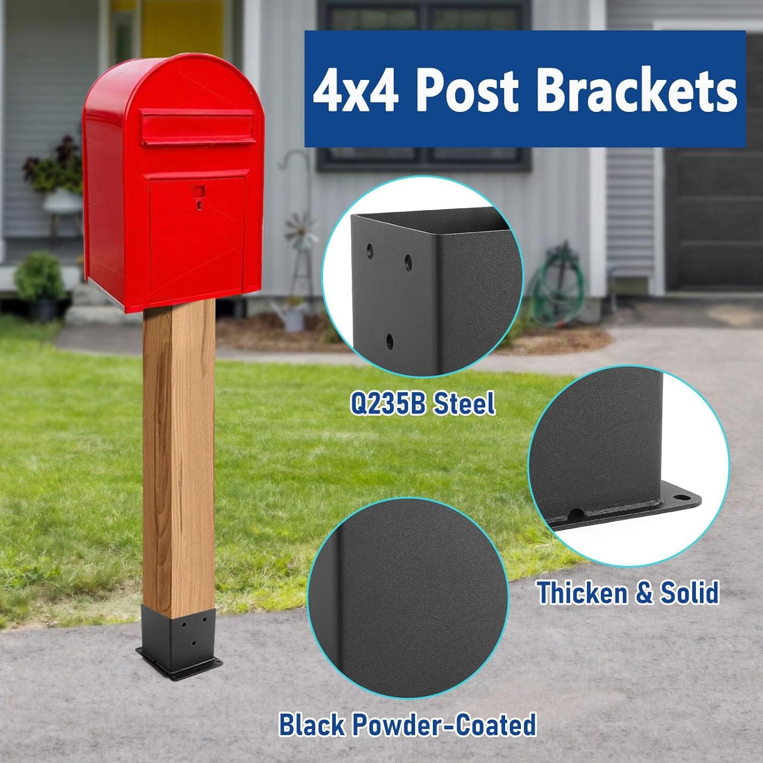 Heavy Duty Black Metal 4x4 Deck Post Base Brackets