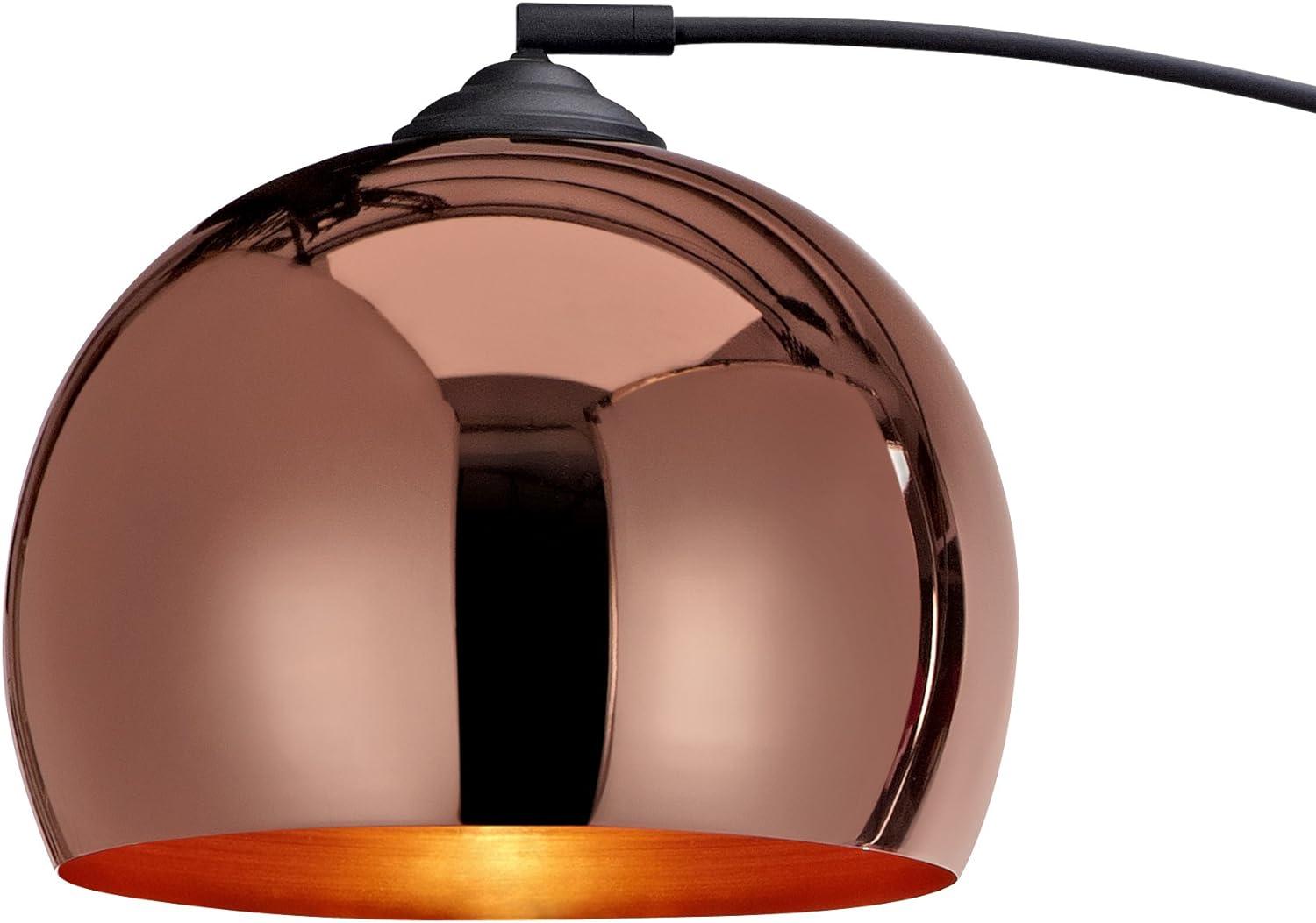 Elegant Arc Adjustable 67" Copper Floor Lamp with Faux Black Marble Base