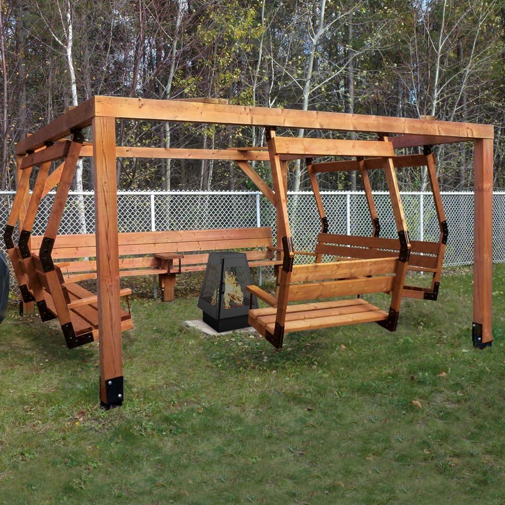 Pylex Swing Brackets for Chair, Outdoor Patio Swings, Wooden Porch Bench, Heavy-Duty Steel DIY Kit - 500 lbs - Steel Bracket Only