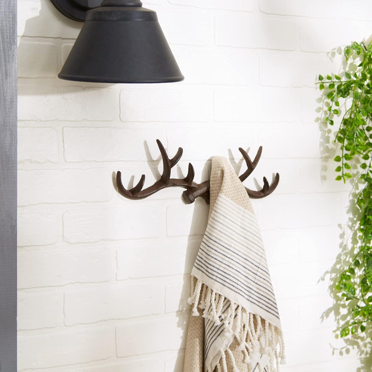 Cast Iron Antler Wall Hook, Brown