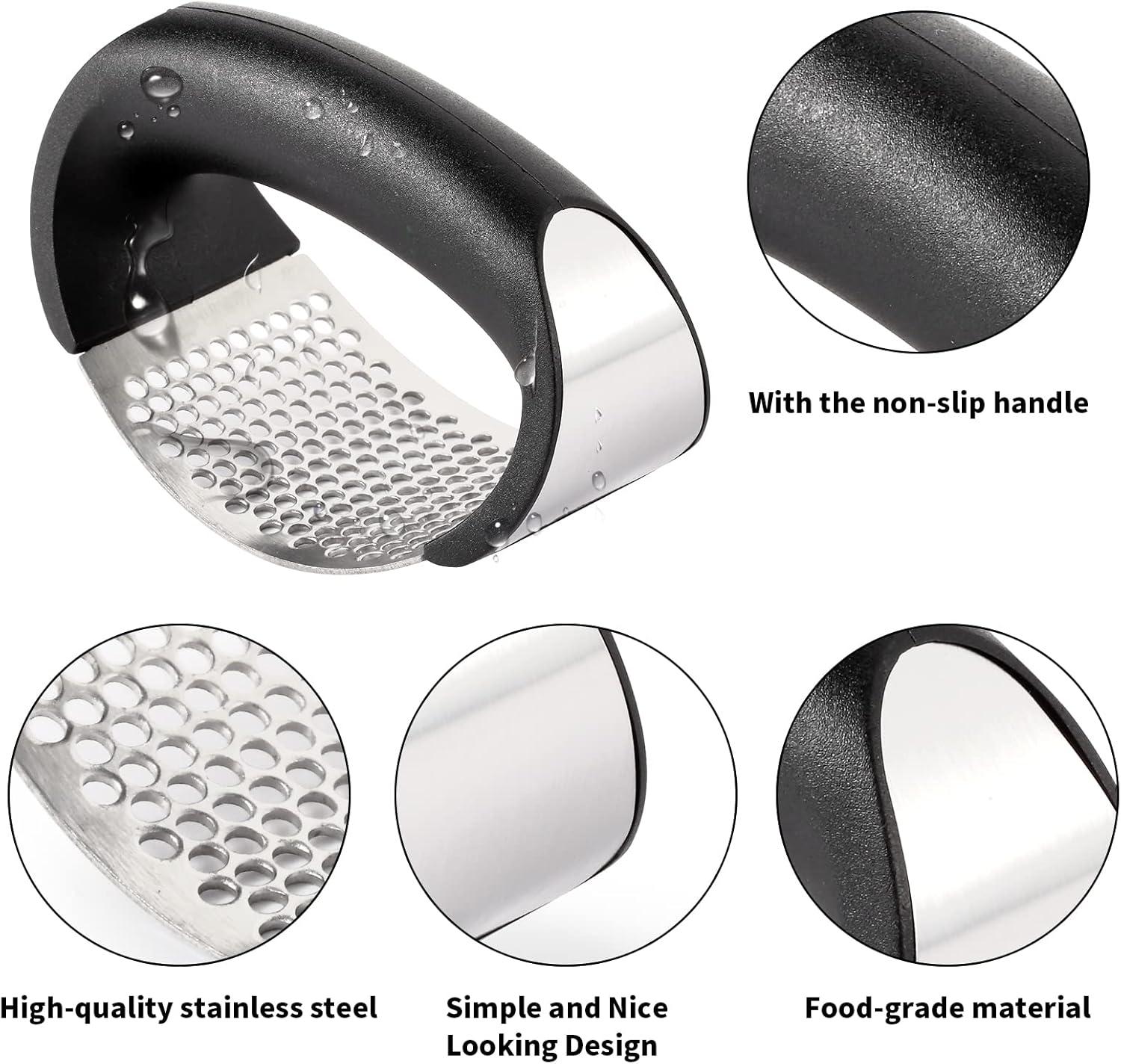 Stainless Steel Garlic Press Rocker Set with Peelers and Brushes