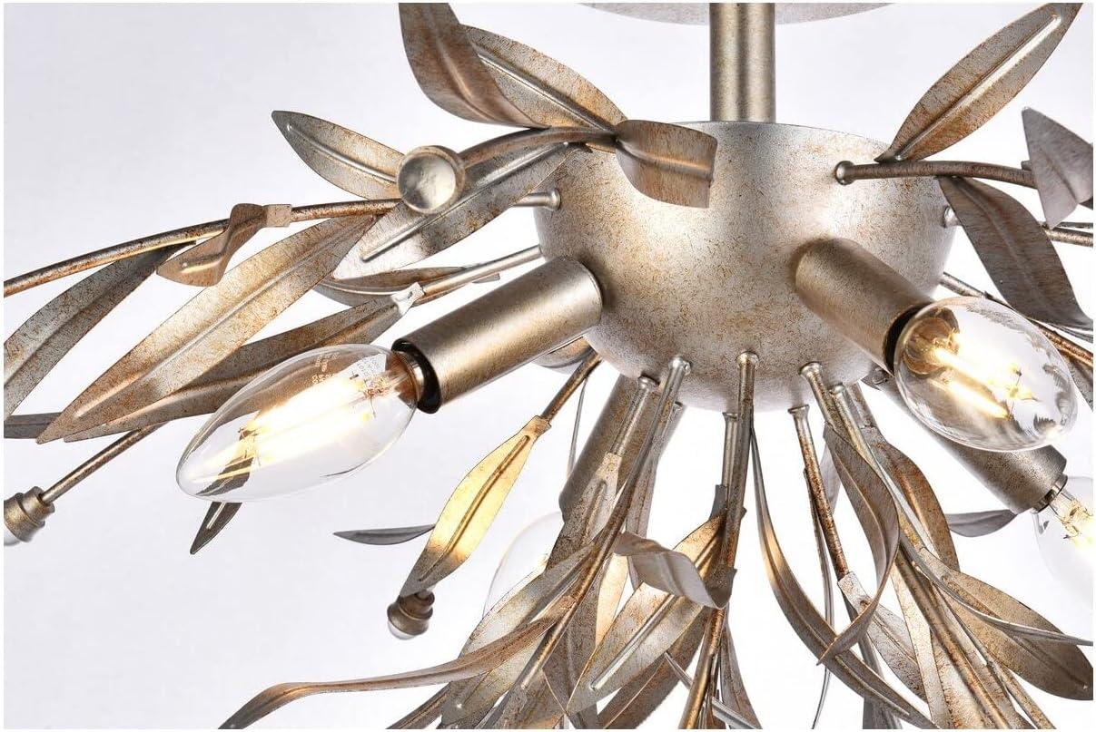 Elegant Lighting Priscilla 18.5 inch flush mount in silver leaf