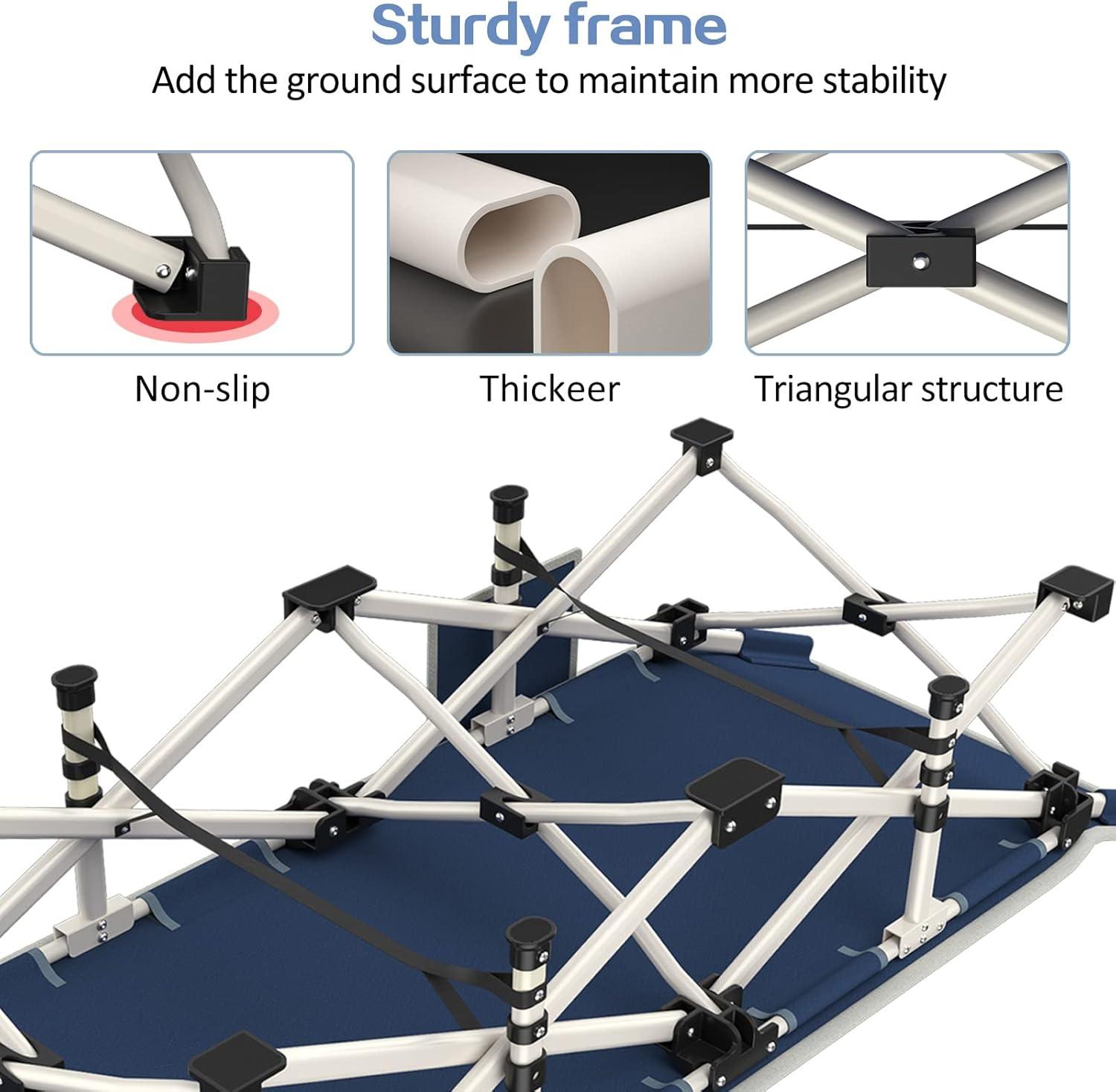 Camping Cot with Comfortable Mattress Cots for Sleeping Heavy Duty Folding Cot Camping Bed Portable Include Carry Bag for Home Travel Adults Vacation Outdoor