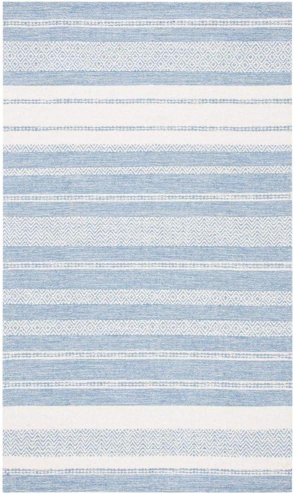 Striped Kilim STK503 Hand Woven Area Rug - Ivory/Blue - 5'x8' - Safavieh.
