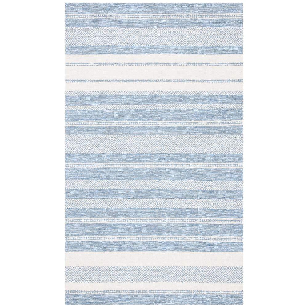 Striped Kilim STK503 Hand Woven Area Rug - Ivory/Blue - 8'x10' - Safavieh.