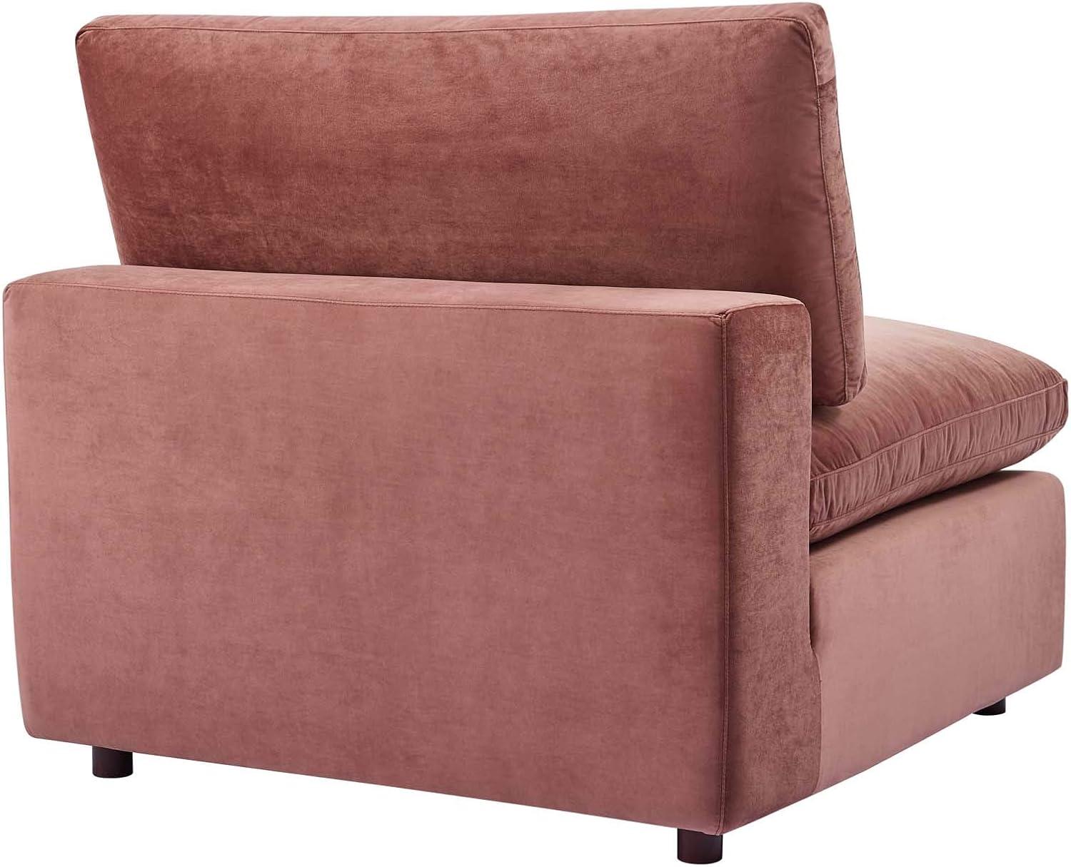 Dusty Rose Velvet Three-Piece Lawson Sofa with Down Fill Cushions