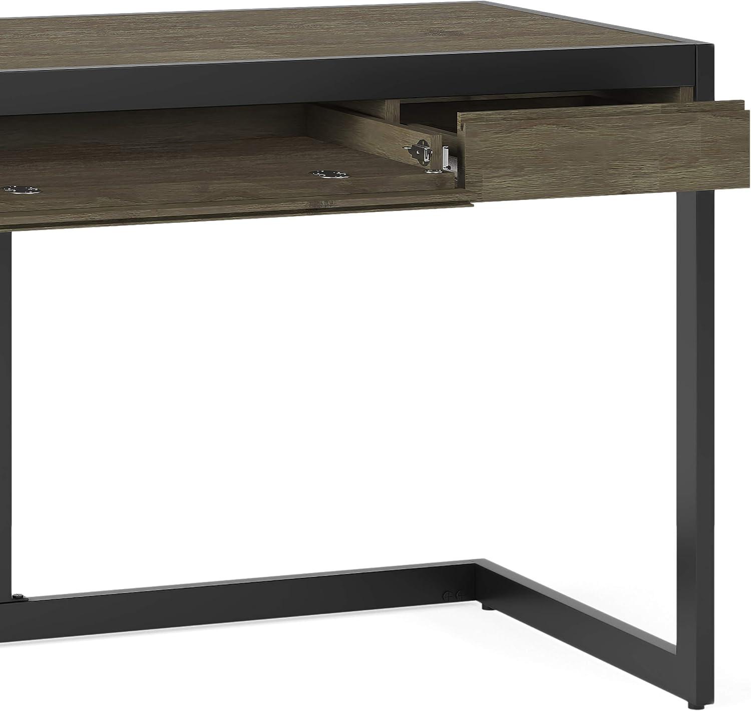 Erina 60" Distressed Grey Acacia Wood Desk with Metal Frame