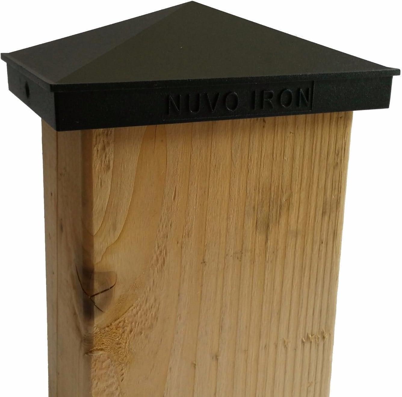 Nuvo Iron Decorative Pyramid Post Cap for 3.5" x 5.5" / 4" x 6" Posts - Black