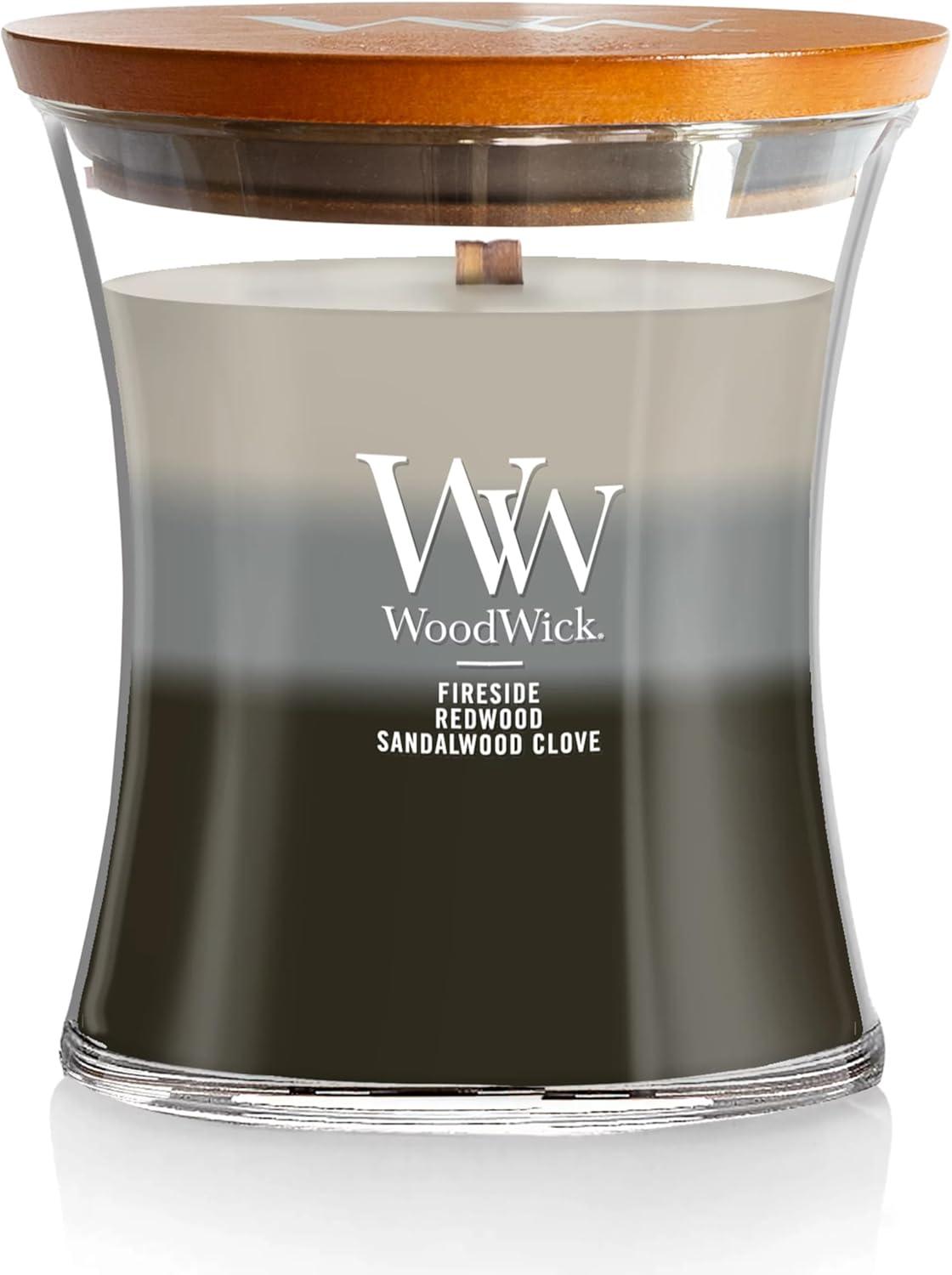 WoodWick Medium Hourglass Trilogy Scented Candle, Warm Woods, 9.7 oz
