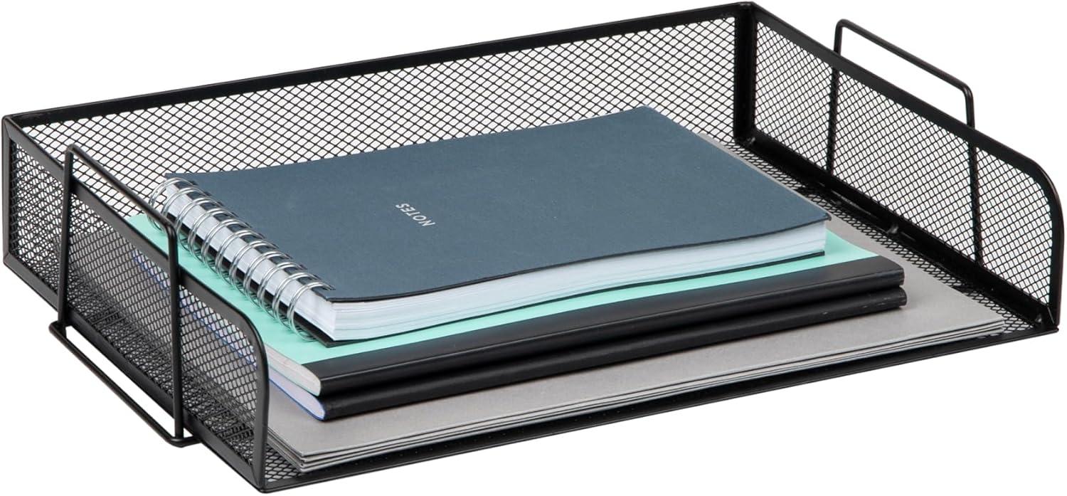 Mind Reader Stackable Paper Tray, Desktop Organizer, File Storage, Office, Metal Mesh, 14"L x 9.75"W x 11.25"H, 4 Pieces