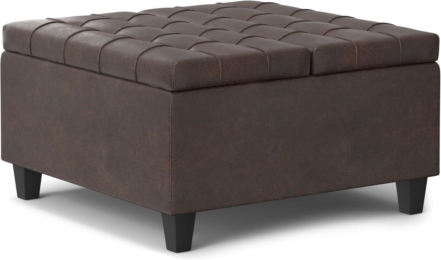 Harrison Small Square Coffee Table Storage Ottoman, Assembled