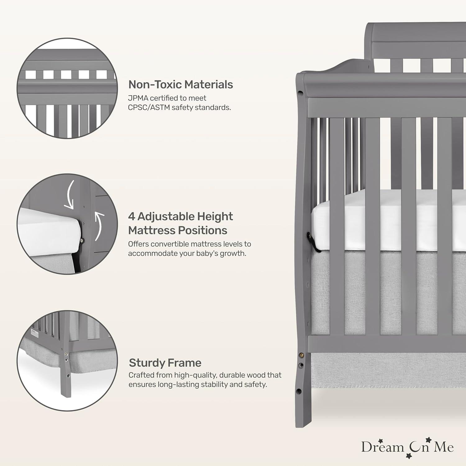Pebble Grey Pine 5-in-1 Convertible Crib with Changer