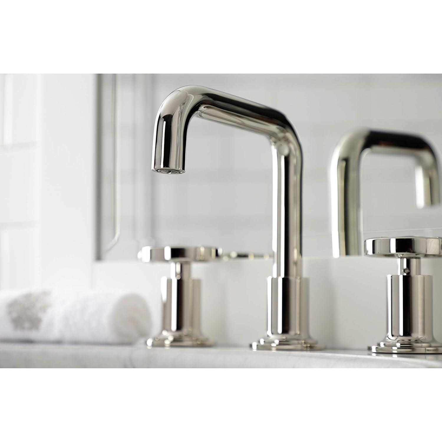 Kingston Brass Belknap Two-Handle 3-Hole Deck Mount Widespread Bathroom Faucet with Push Pop-Up Drain