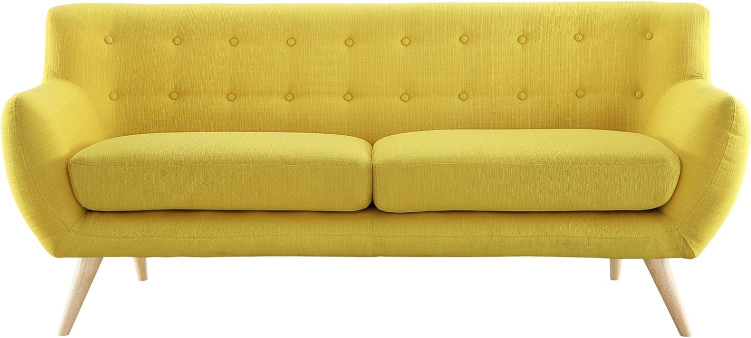 Sunny Tufted Fabric 74" Tuxedo Sofa with Natural Wood Legs