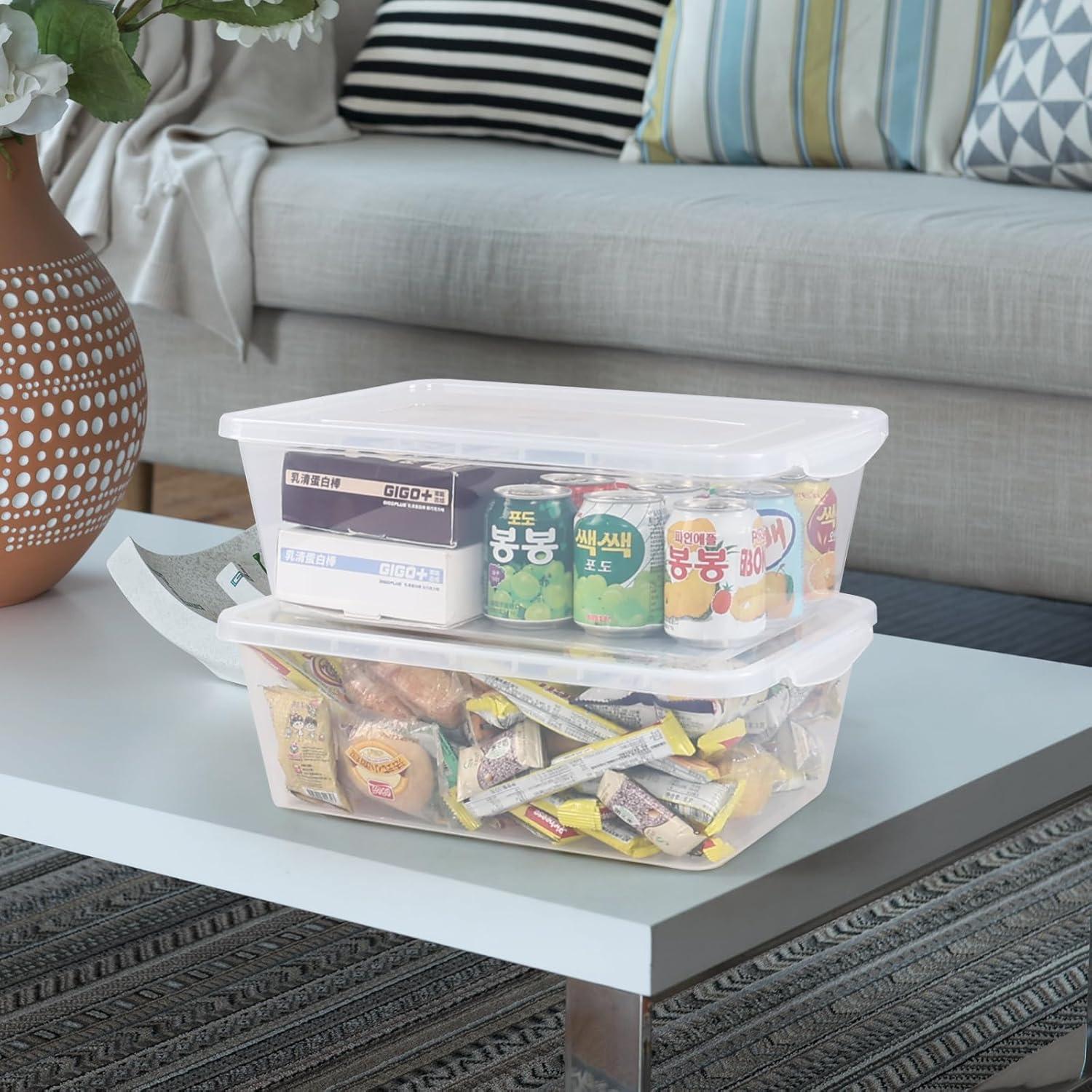 Zopnny 2-Pack Plastic Containers Box with Latching Lid, Stackable Nestable Storage Bins, Clear Pizza Dough Proofing Box, 16 Quart