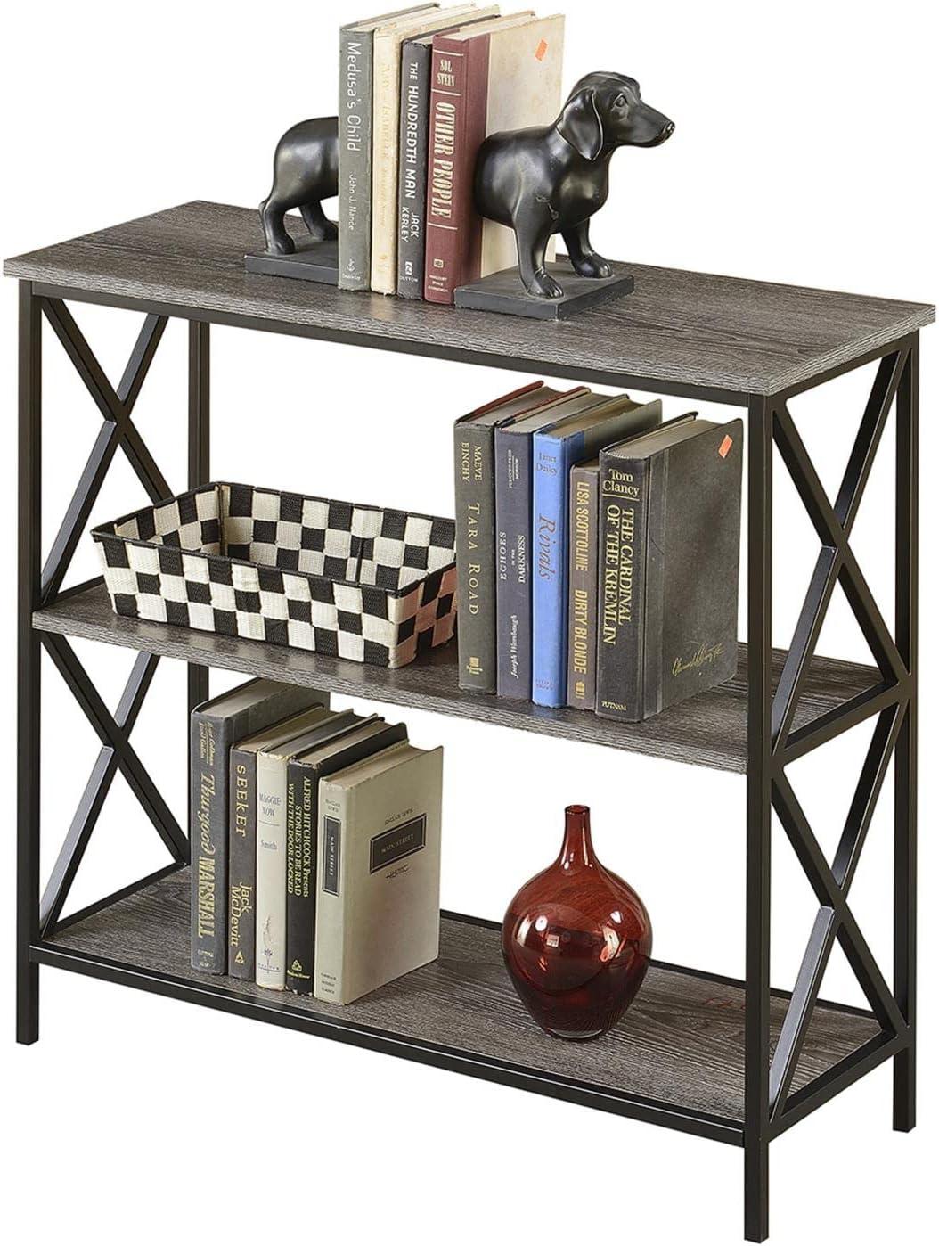 Tucson Weathered Gray Wood 3-Tier Open Shelf Bookcase