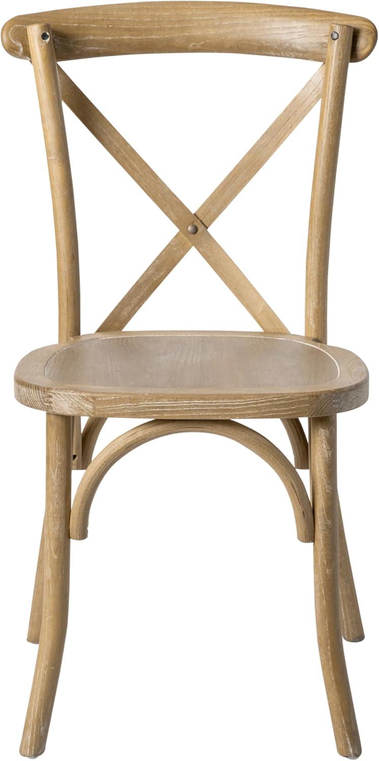 Medium Natural White Grain Cross Back Elmwood Chair Set