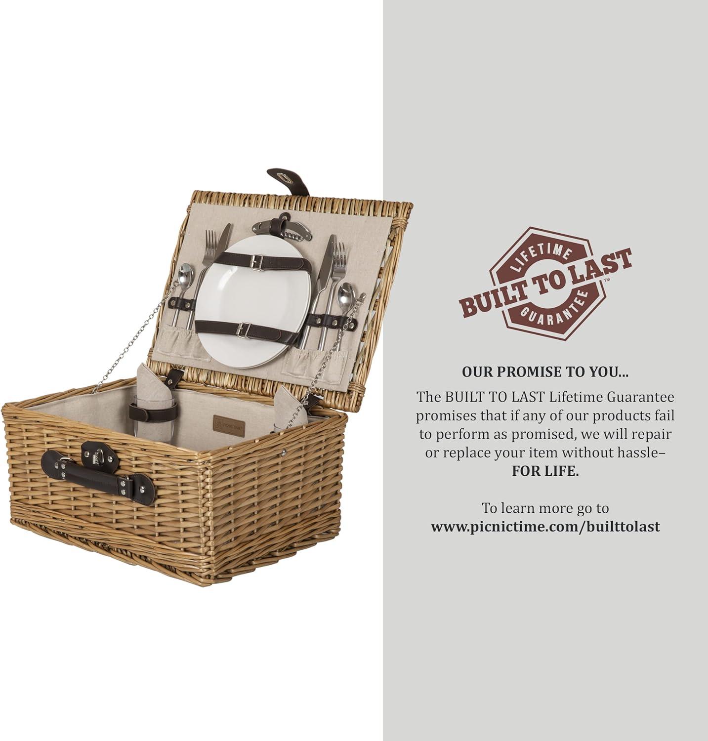 Classic Willow Wicker Picnic Basket - Romantic Picnic