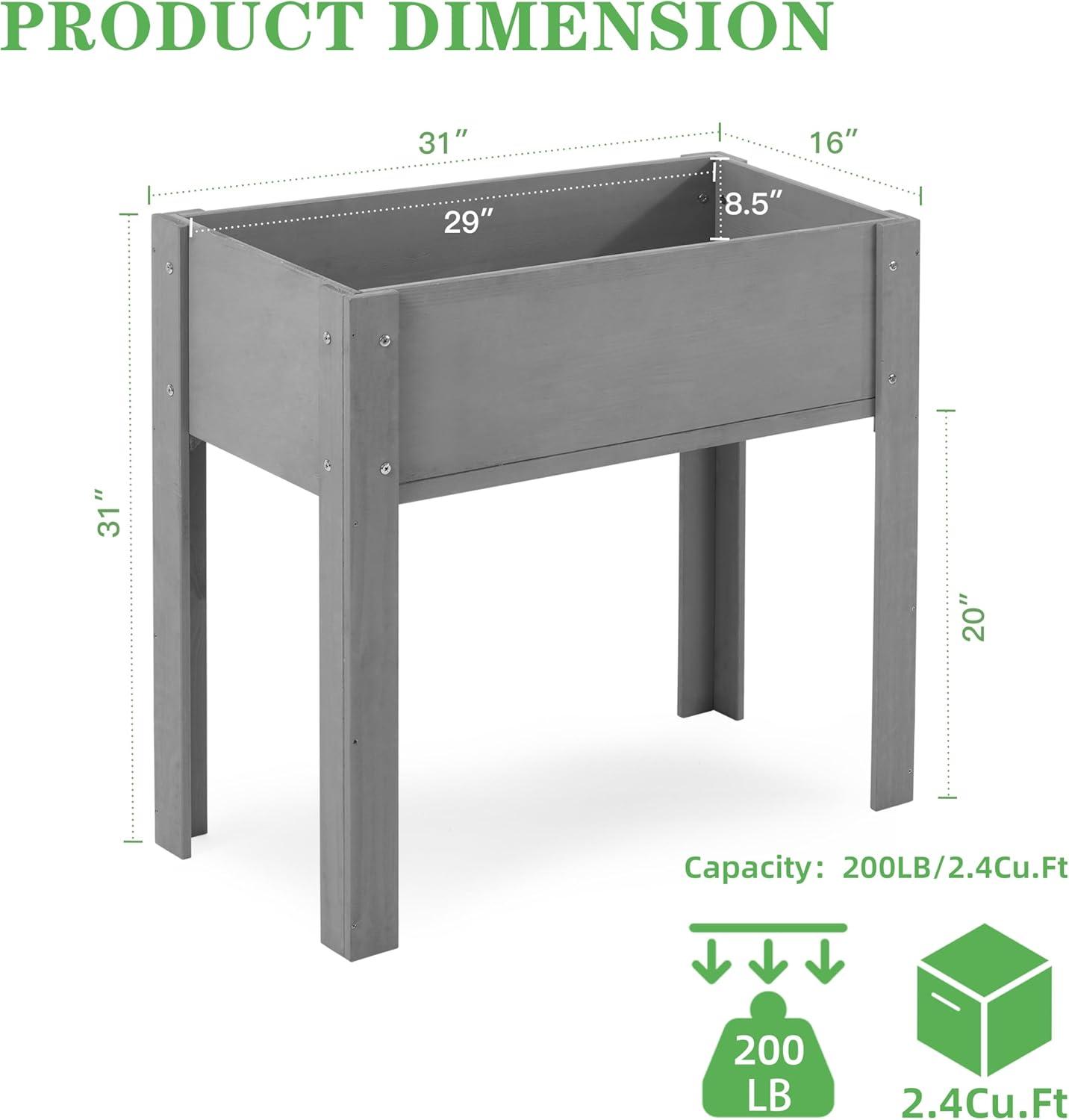 Arlmont & Co. Raised Garden Bed With Legs (31X16x31''), Solid Wood Elevated Planter Box For Outdoor