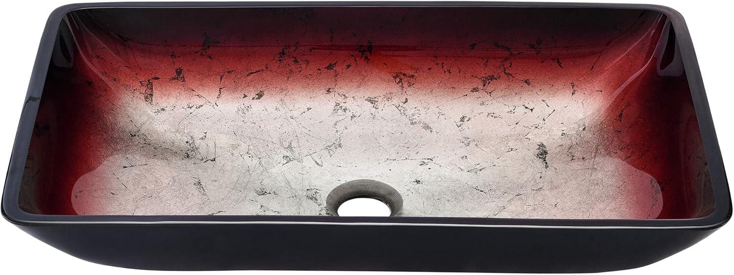 Cascade Rectangular Glass Vessel Sink with Faucet