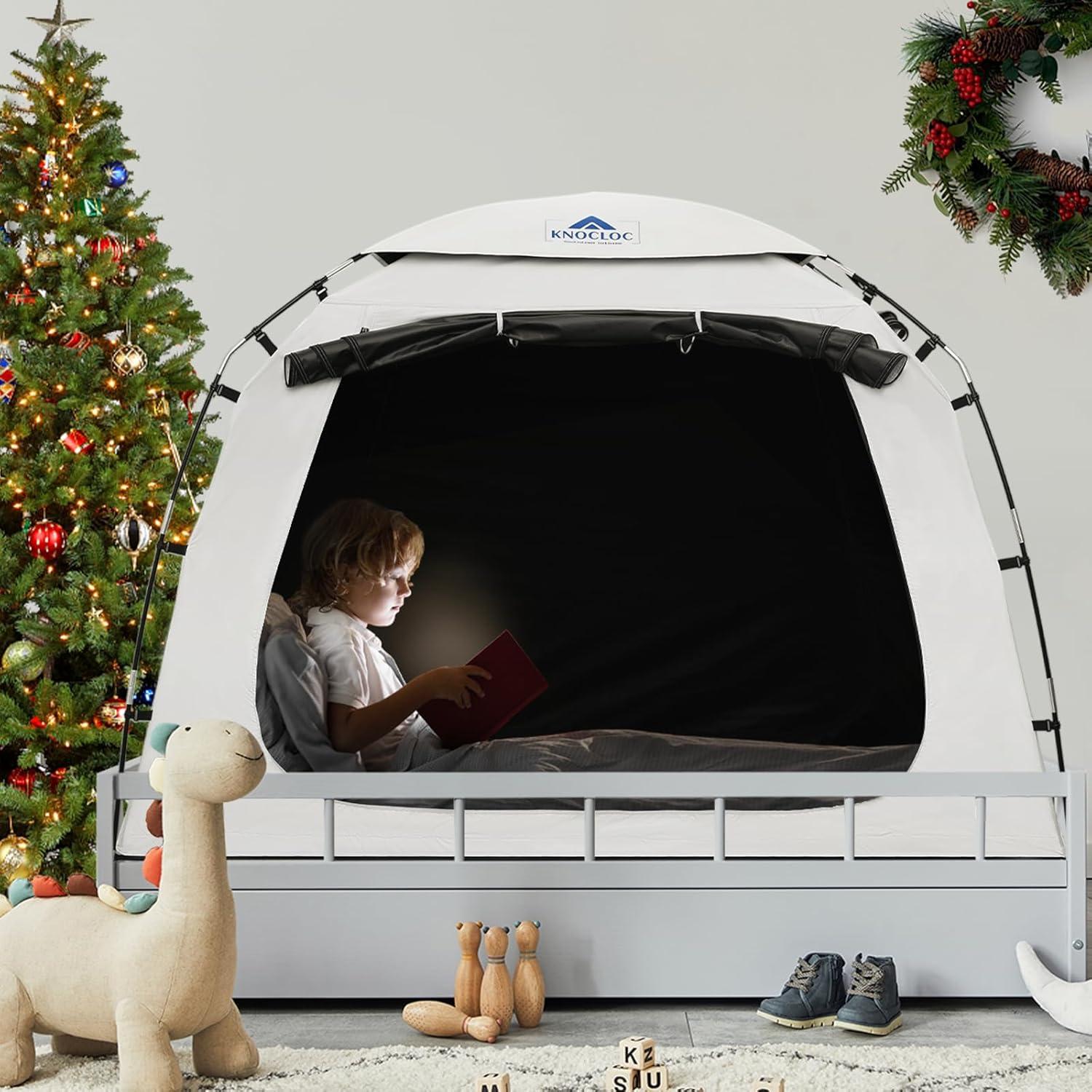 Blackout Twin Bed Tent with Aluminum Poles and Polyester Fabric