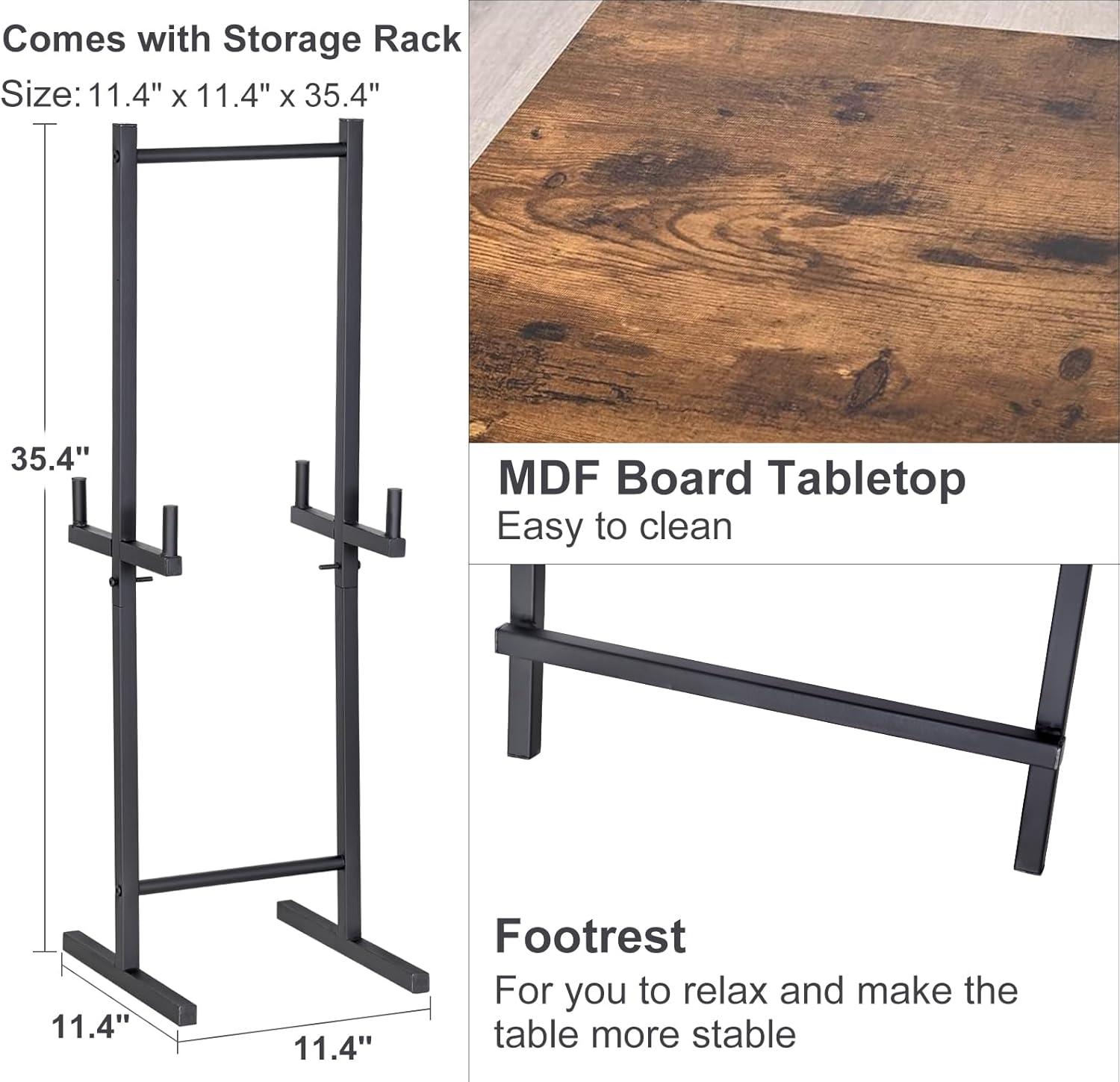 Rustic Brown and Black Folding TV Tray Set with Stand