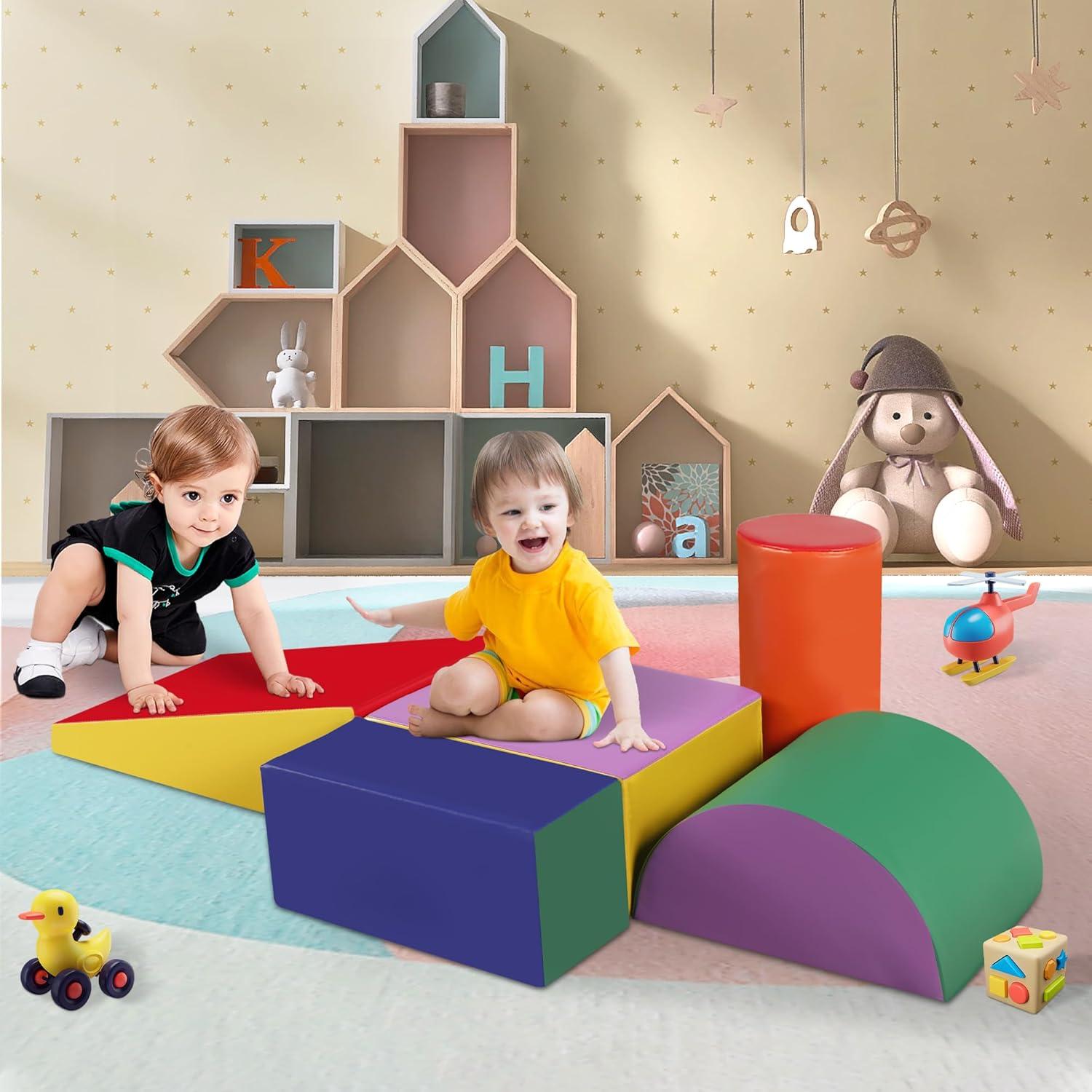 Climb And Crawl Activity Play Set - 5 Piece Soft Zone Climbing Blocks Lightweight Foam Shape Toy – Play22Usa