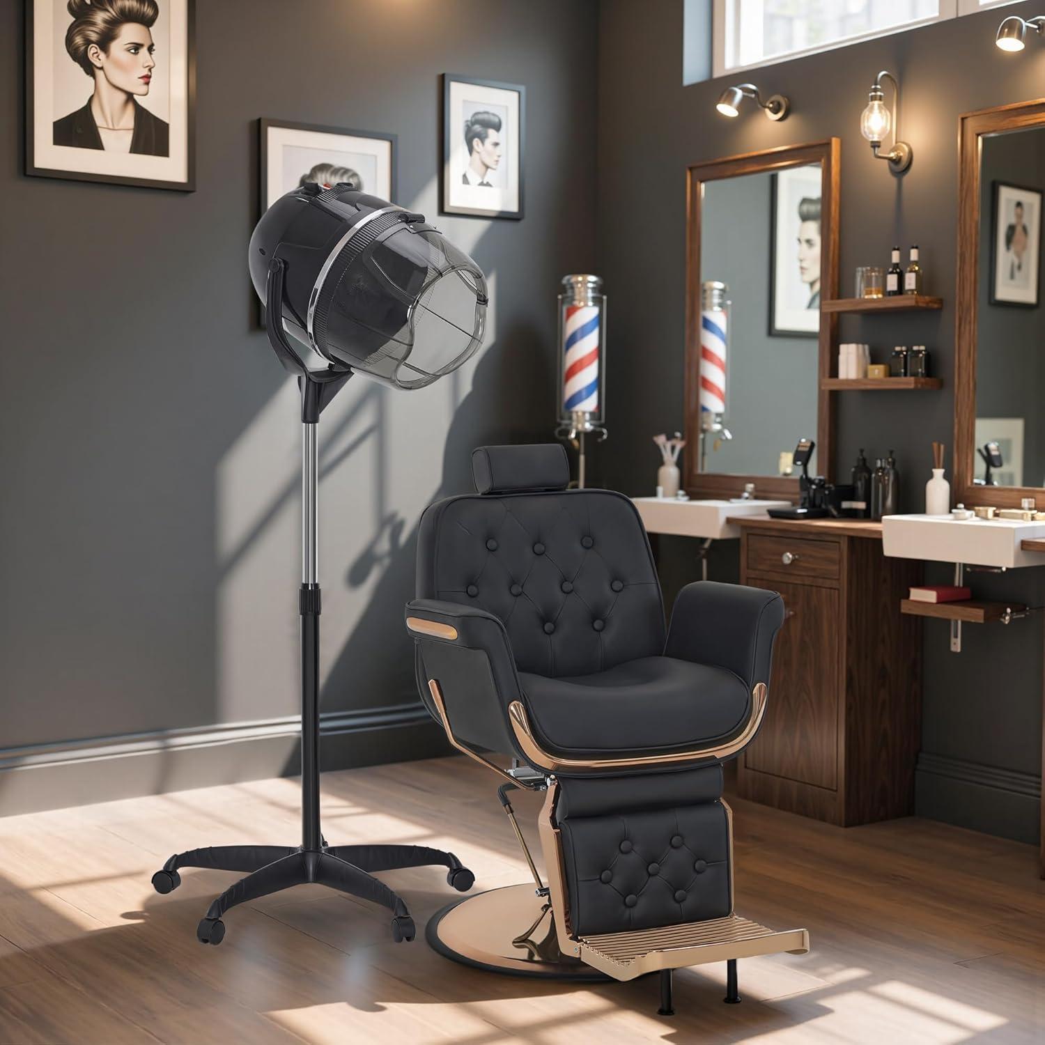 BarberPub Adjustable Bonnet Hood Hair Dryer with Wheel