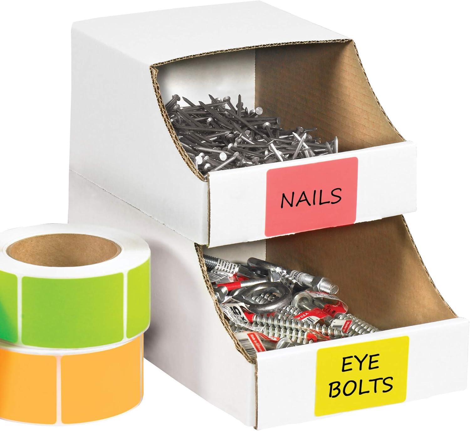 Box Partners Stackable Bin Boxes 6" x 12" x 4 1/2" White 50/Bundle BINB612